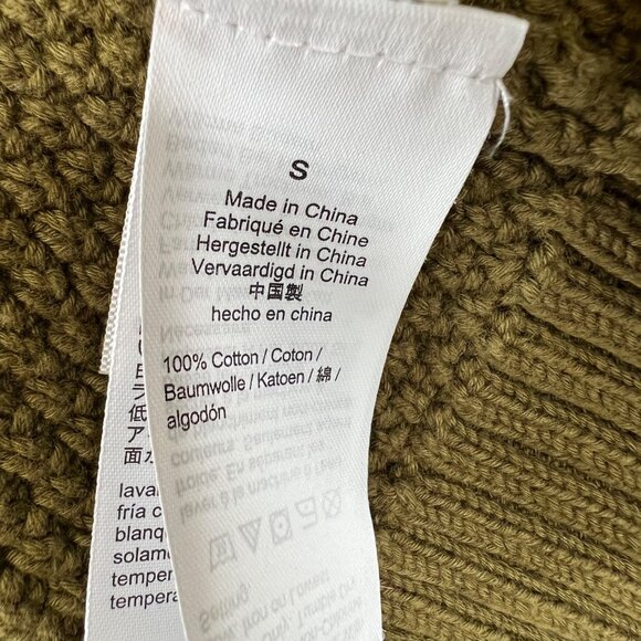 J Crew Cable Knit Fisherman Sweater S Oversized Olive Green Mock Neck Anglercore - Picture 6 of 7